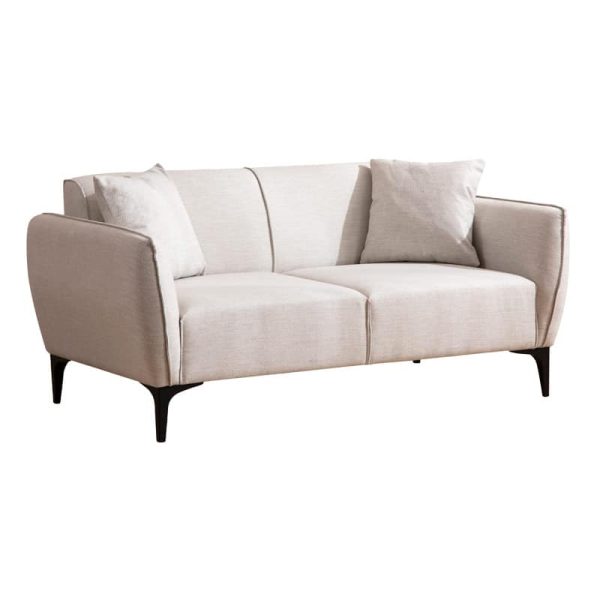 Divan 2 vendësh PWF-0565, stof i bardhë 160x95x67cm