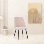 Karrige Giselle, stof teddy në nuancë bezhë 51x52x82cm - Image 2