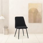 Karrige Giselle, stof teddy në nuancë të zezë 51x52x82cm - Image 2