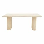 Tavoline Loozir, MDF në ngjyrë travertin të bardhë 180x90x75cm - Image 2