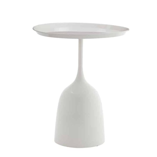 Tavolinë mesi Agrile Inart, metalike e bardhë D50x60cm