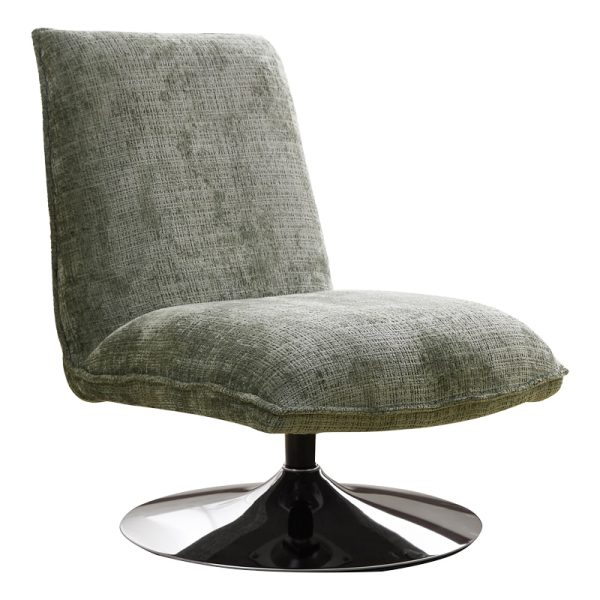 Karrige rrotulluese Remona, stof jeshil-këmbë krom 63x80x80εκ