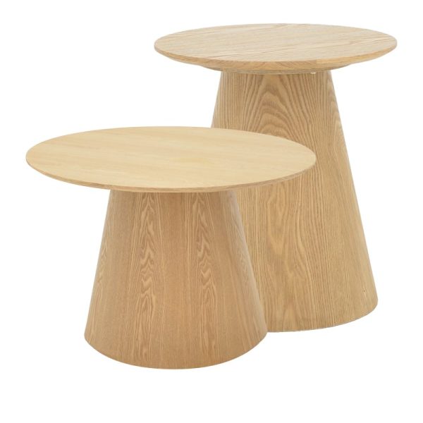 Tavolina Kayano, set 2 copë, MDF me ngjyrë natyrale