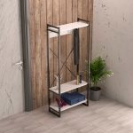 Mobilje koridori me varëse Baker, metal i zi dhe melaminë e bardhë 90x34x180cm - Image 2