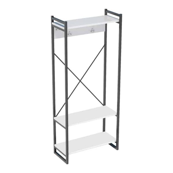 Mobilje koridori me varëse Baker, metal i zi dhe melaminë e bardhë 90x34x180cm