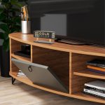 Mobilje televizori Ukane, melaminë në nuancë natyrale dhe antracit 136x44x48cm - Image 3