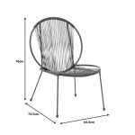 Karrige kopshti Dapper, metal dhe PE e zezë 64.5x74.5x76cm - Image 7