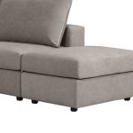 Kënd divani polimorfik London, stof gri-jastëkë gri-gri të lehtë 296x246x95cm - Image 6