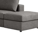 Kënd divani polimorfik London, stof gri-jastëkë gri-gri të lehtë 296x246x95cm - Image 6