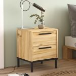 Stand nate Nako  black metal dhe melamine ne nuance natyrale 40x35.5x48.8cm - Image 2