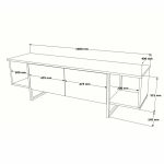 Mobilje televizori Oly, metal i zi dhe melaminë në nuancë natyrale 160x14.5x33.1cm - Image 4