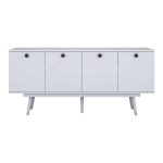 Bufe Salonde, melamine e bardhë-PP këmbë të bardha 180x40x82.6cm - Image 4