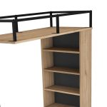 Raft Kiten, ngjyrë melamine natyral-metal i zi 120x55.6x198.8cm - Image 5