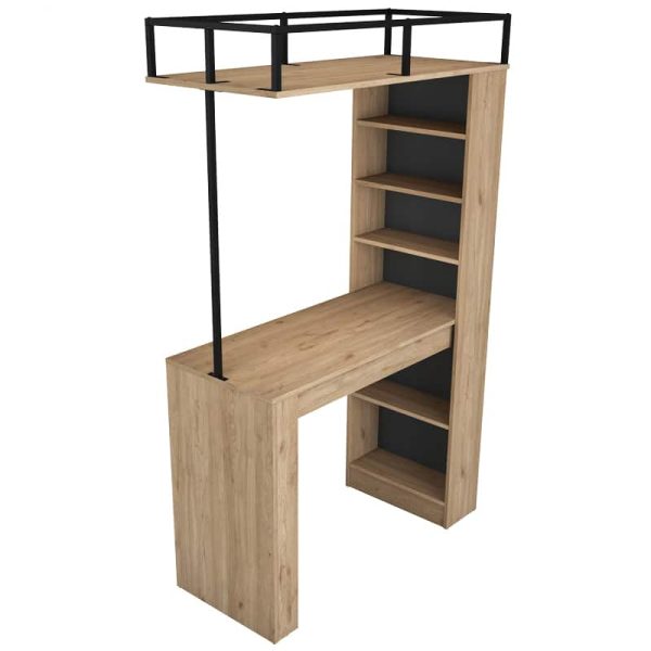 Raft Kiten, ngjyrë melamine natyral-metal i zi 120x55.6x198.8cm