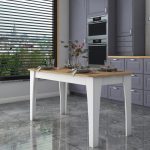 Tavolinë Kaily, e bardhë-melamine natyrale 140x70x73.8cm - Image 2