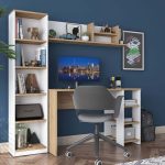 Tavoline pune Lotek, në nuancë të bardhë-arre 120x45x161.8cm - Image 2