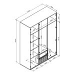 Garderobë Bruse, melaminë në nuancë sonoma-lisi 148.5x56.5x203.2cm - Image 4