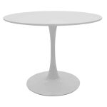 Set tavolinë e ngrënies Balou-Gaton, 5 copë, MDF dhe PP e bardhë-në nuancë natyrale Φ100x75cm - Image 2