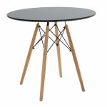 Tavolinë e ngrënies Julita, set 5 copë, e zezë-në nuancë natyrale D80x73cm - Image 2