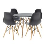 Tavolinë e ngrënies Julita, set 5 copë, e zezë-në nuancë natyrale D80x73cm