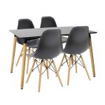 Tavolinë e ngrënies Natali-Julita set 5 copë, ngjyrë e zezë-natyrale 120x80x76cm