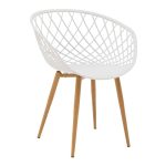 Tavolinë ngrënieje Ezra-Natali, set prej 5 copë, PP-MDF e bardhë-natyrale 120x80x76cm - Image 2