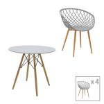 Set ngrënieje Ezra-Julita, set 5 copë, në ngjyrë gri e bardhë-natyrale D80x73cm