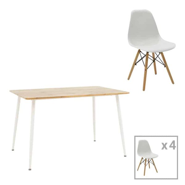 Komplet tavoline ngrenie Julita-Cuba  5 pp-mdf ne ngjyre te bardhe-sonoma 120x80x75cm