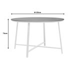 Tavolinë Gianno, melamine në nuancë natyrale dhe këmbë metalike të bardha Φ120x76cm - Image 3