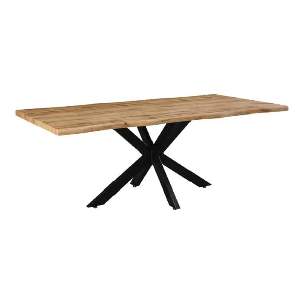 Tavolinë mdf Gilman  në nuancë sonoma dhe këmbë metalike e zezë 200x100x75cm