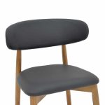 Karrige Ubene, dru hevea dhe karrige PU në nuancë arrë dhe të zezë 46x58x79cm - Image 6