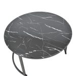 Tavolinë mesi Revelon, set prej 2 copë, MDF me pamje mermeri të zi 80x80x45cm - Image 4