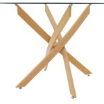 Tavolinë Antoro, nga xhami dhe këmbë metalike në nuancë natyrale D80x75cm - Image 4