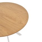 Tavolinë Xuson, MDF natyral-këmbë metalike të bardha D80x75cm - Image 4