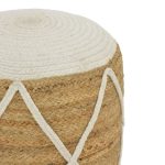 Tabure Maroc Inart, jute në nuancë natyrale dhe të bardhë D40x45cm - Image 2