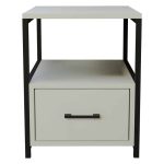 Komodinë Stani, metal i zi dhe melaminë në nuancë të bardhë 45x45x57cm - Image 3