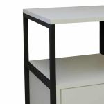 Komodinë Stani, metal i zi dhe melaminë në nuancë të bardhë 45x45x57cm - Image 4