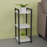 Raft dyshemeje Harvey  metal i zi dhe melamine e bardhe 33x28x70cm - Image 2