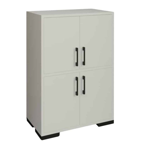 Kabinet Jenny, melaminë në nuancë të bardhë dhe këmbë metalike të zeza 60x35x90cm