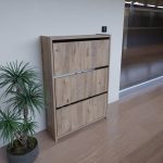 Kuti këpucësh Karol, melaminë në nuancë natyrale 70x24x113cm - Image 2