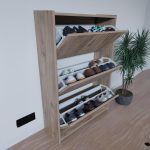 Kuti këpucësh Karol, melaminë në nuancë natyrale 70x24x113cm - Image 3