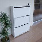 Dollap këpucësh Karol, melaminë në nuancë të bardhë 70x24x113cm - Image 2