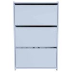 Dollap këpucësh Karol, melaminë në nuancë të bardhë 70x24x113cm - Image 3