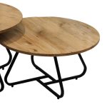 Komplet tavoline Symeli  prej 2 metali te zi dhe melamine ne ngjyre natyrale 60x75x45cm - Image 3