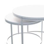 Tavolina mesi Solme, set prej 2 copë, metal dhe melaminë në nuancë të bardhë 60x75x45cm - Image 3