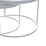 Tavolina mesi Solme, set prej 2 copë, metal dhe melaminë në nuancë të bardhë 60x75x45cm - Image 4