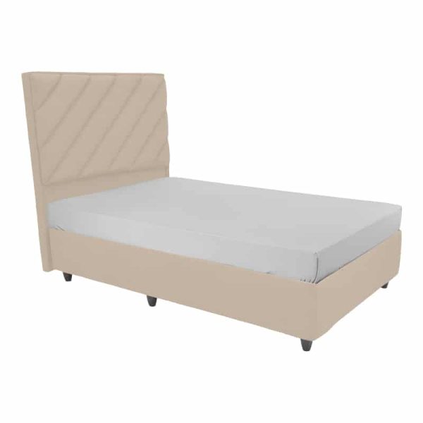 Krevat tek Tito, me hapësirë magazinimi, stof në nuancë krem 120x200cm