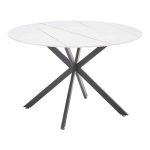 Tavolinë ngrënie Karg-Stoyen  5 copë pëlhurë e bardhë - mermer i bardhë-bezhë Φ120x75cm - Image 2