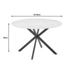 Tavolinë ngrënie Karg-Stoyen  5 copë pëlhurë e bardhë - mermer i bardhë-bezhë Φ120x75cm - Image 7