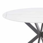 Tavolinë ngrënie Karg-Stoyen 5 copë pëlhurë e bardhë - mermer bardhë-zi Φ120x75cm - Image 3